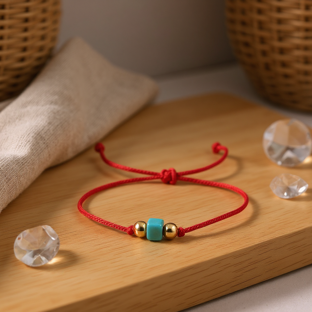 Cube Turquoise Macrame Natural Stone Bracelet SPF-A-047