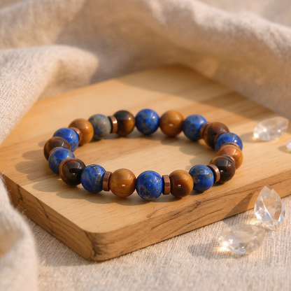 Lapis Lazuli and Tiger Eye Hematite Natural Stone Bracelet SPF-A-051