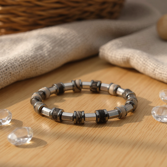 Picasso Jasper and Hematite Natural Stone Bracelet SPF-A-059