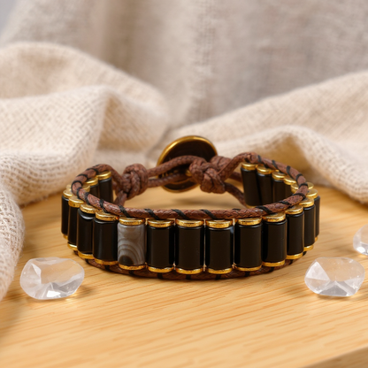 Black Agate and Hematite Natural Stone Bracelet SPF-A-065