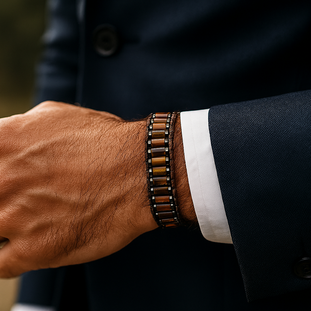 Kaplan Gözü ve Hematit Sertifikalı Doğal Taş Bileklik SPF-A-037