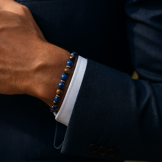 Lapis Lazuli and Tiger Eye Hematite Natural Stone Bracelet SPF-A-051