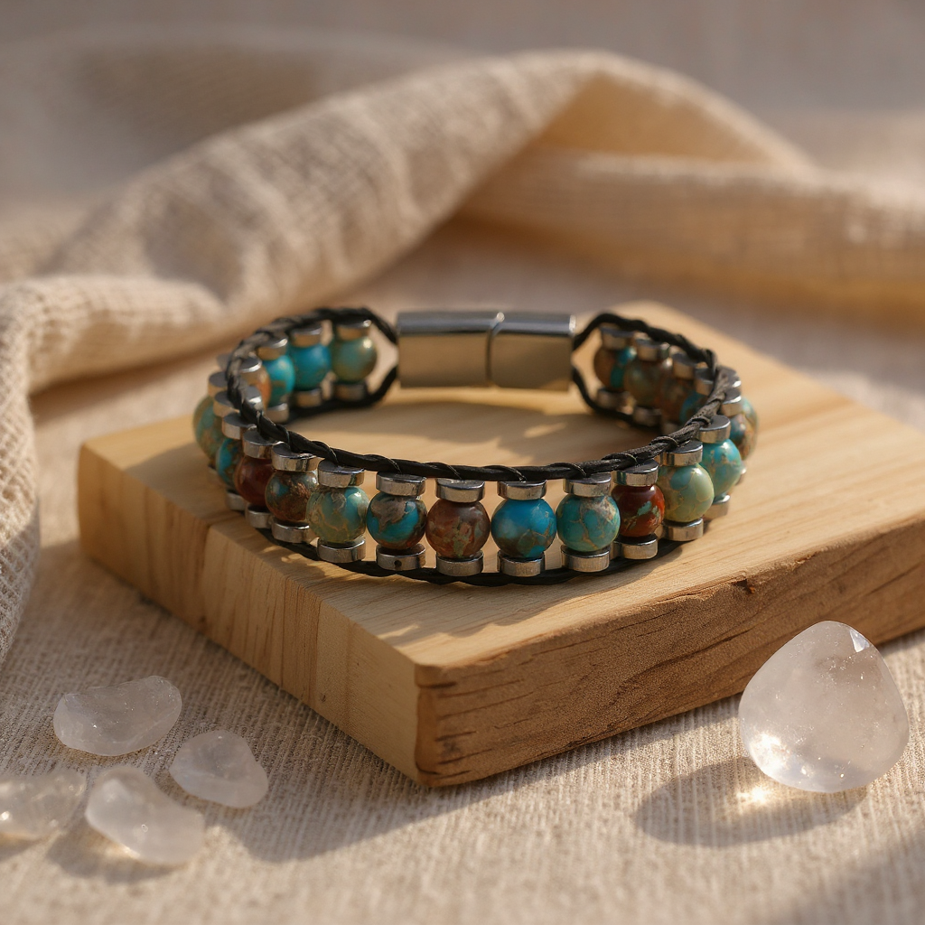 Varisit ve Hematit Şifa Sertifikalı Doğal Taş Bileklik SPF-A-075