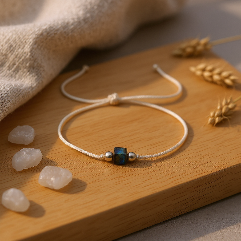 Küp Labradorit Sertifikalı Doğal Taş Bileklik SPF-A-082