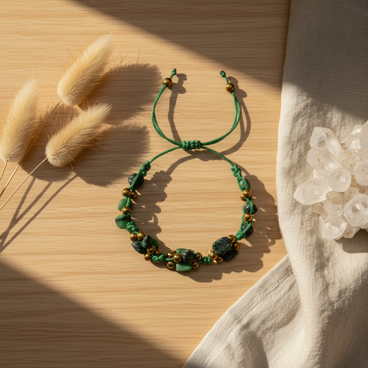 Anyolite Stone (Ruby Zoisite) Macrame Natural Stone Bracelet SPF-A-013