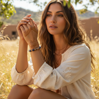 Certified Natural Stone Bracelet with Golden Rutilated Quartz and Lapis Lazuli SPF-A-006